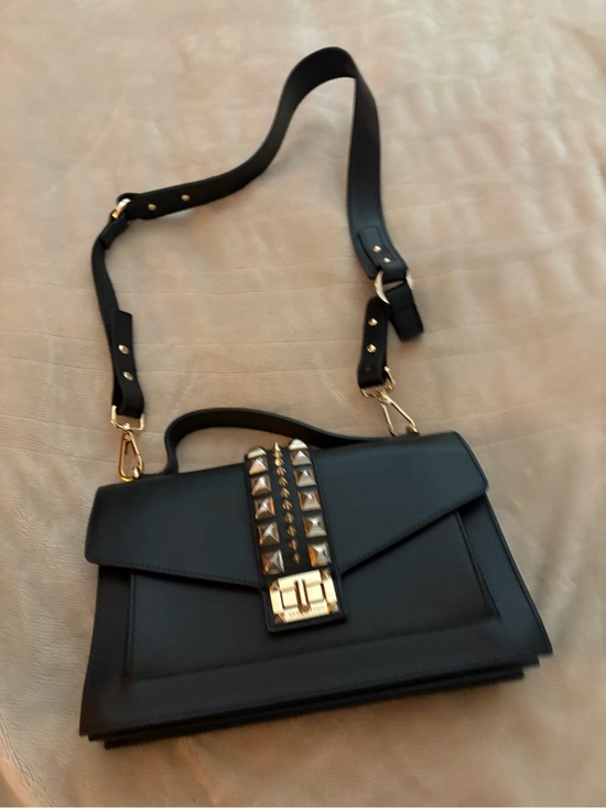 Valentino Handbags - Valentino Black Leather Satchel with Gold Stud Detailing